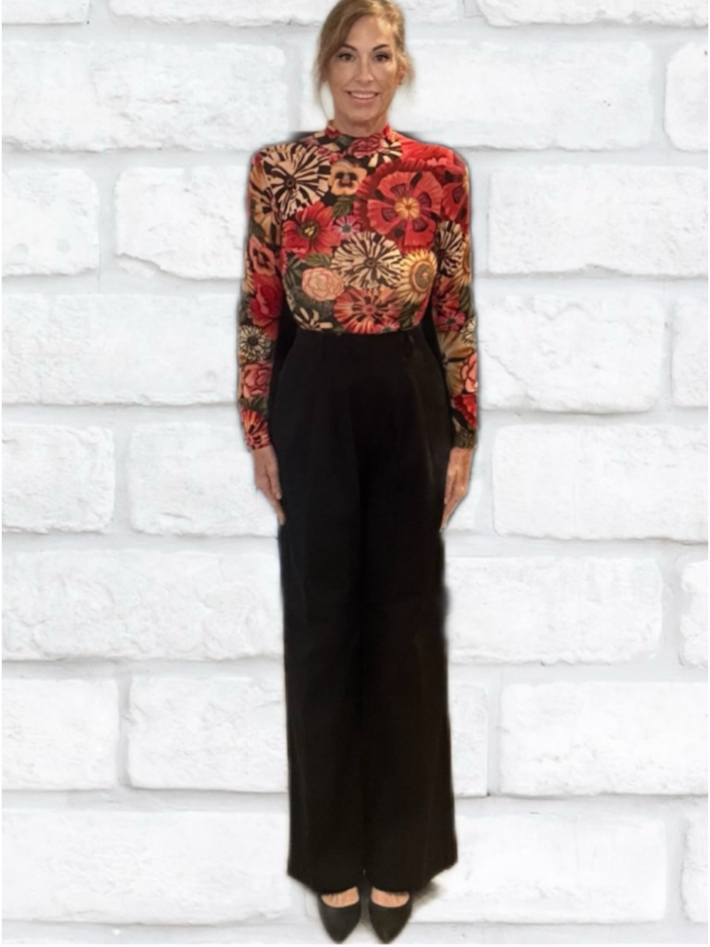 FARM RIO Black Solid Wide Leg Pants Size Small NWT